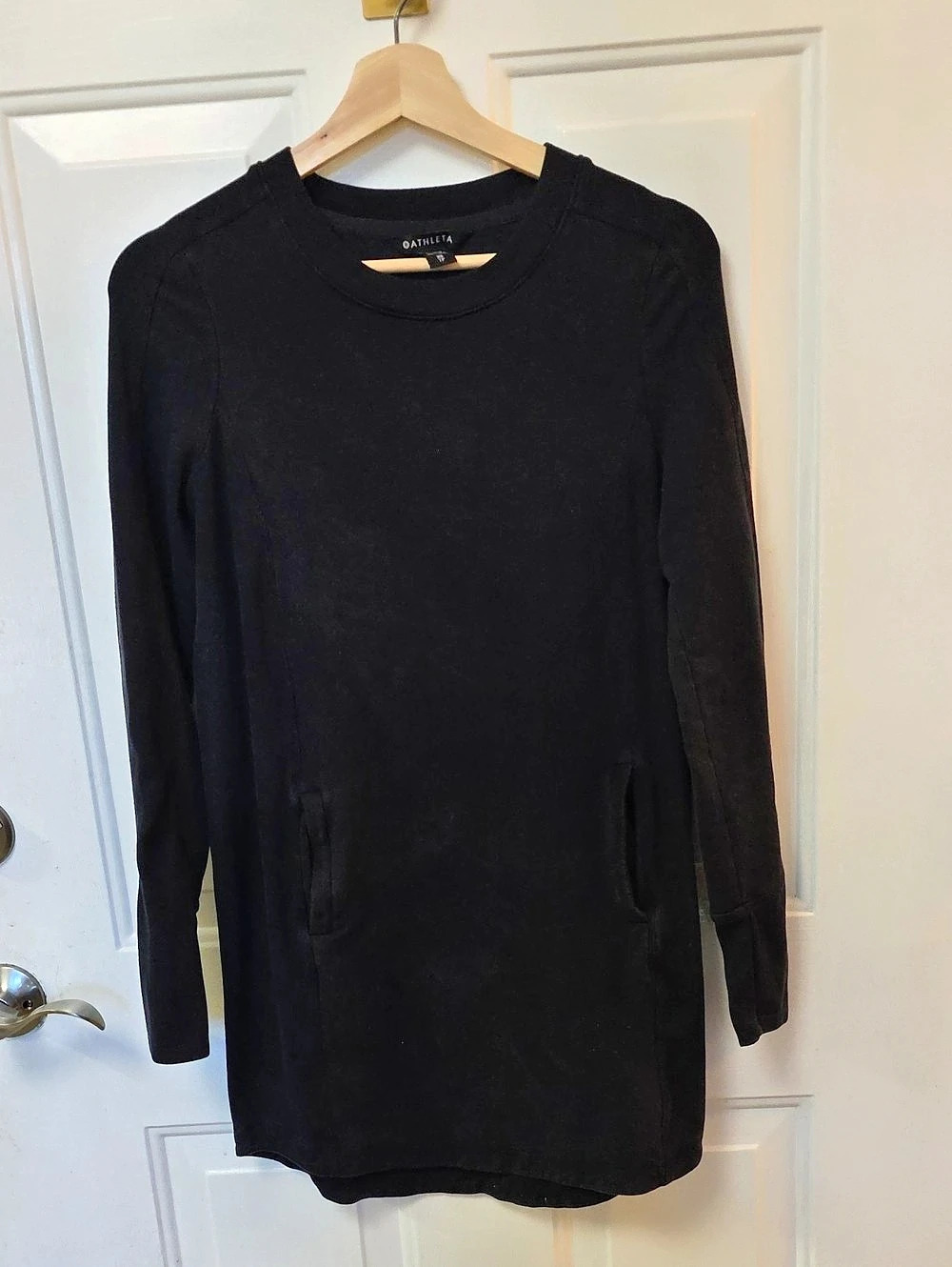 Athleta Coaster Luxe Sweatshirt Dress Black XS